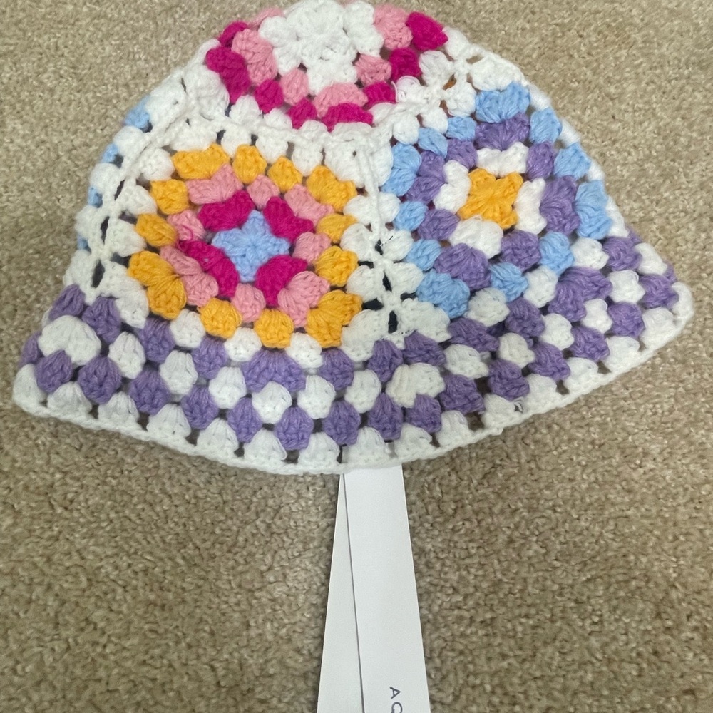 Aqua multi color knit hat — OS NWT - Picture 3 of 3